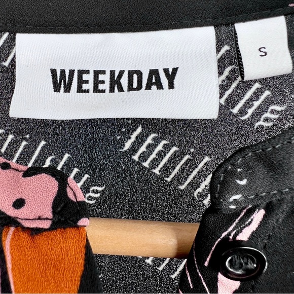 Weekday Sublime Bowe Blouse Small Abstract Print Billowing Sleeve Flowy Colorful - Picture 14 of 16